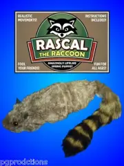 Funny RASCAL THE RACCOON Magic Trick Clown Spring Animal Puppet Prop Furry Toy