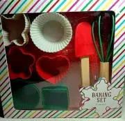 Children's 8 Piece Silicone Baking Set Ankyo-6 Baking Cups,Whisk & Spatula-NIB