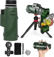 Stscope 360 Monocular Set – 40x60 High Power Monocular Telescope with Phone Adapter, Tripod & Hand Strap, BAK4 Prism for Bird Watching, Camping, Travel & Low-Light Viewing (40x60,Green)