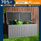 Outdoor Storage Box 270L Container Lockable Garden Bench Tool Shed Grey -BKGE