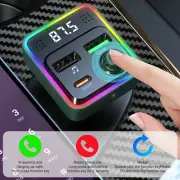 Bluetooth5.3 Car Wireless FM Transmitter Adapter USB PD Charger AUX Hand-Free