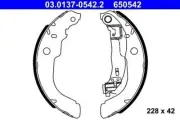 ATE Brake Shoe Set For CITROEN C3 III Van PEUGEOT 208 Box 301 12-17 1619229680 (for: Peugeot)