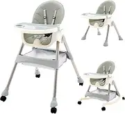 High Chair Baby 3-in-1 Children's High Chair with Table and Wheels High Chair Adjustable Foldable Baby Chair with Reclining Function Combination High Chair Grows with Your Child Dining Room Chair from