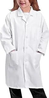 Kids Doctor Lab Coat, Girls and Boys White Lab Coat Costumes - 3/4 length Lightweight lab coat, Halloween Lab Costume