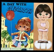 A DAY WITH ELIZABETH Paper Doll Doll Dressing Book, 1982, Uncut, VTG, UK Pub.