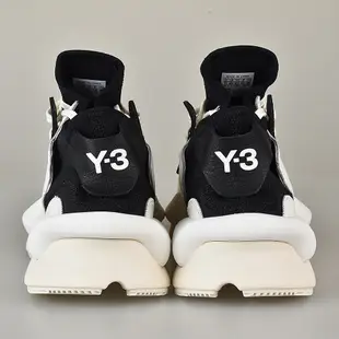 Adidas Y-3 KAIWA白字LOGO皮革拼接紡織運動鞋(白x黑)
