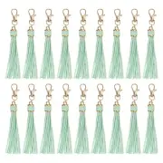 18pcs PU Leather Keychain Tassels, 5.9" Key Chain Tassels, (Light Green)