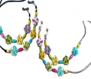 Reading Eye glasses Cord holder beaded lanyard, grey or black, flower power