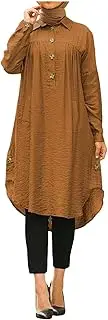 [Generic] Muslim Dresses for Women Lightweight Long Sleeve Islamic Prayer Clothes Islamic Robe Long Cardigan Maxi Dress, Yellow, 4X-Large