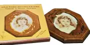 Vintage Framed Rococo Portrait Of A Girl Scrollin Frame Orginal Box 5" X 4"