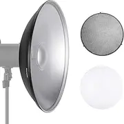 NEEWER 21.6"/55cm Metal Beauty Dish Bowens Mount Reflector with White Diffuser, Honeycomb Grid for Strobe Flash Video Light Compatible with Godox AD600 NEEWER CB60 Q4 Vision 4 S101 Series, NK-NARC22