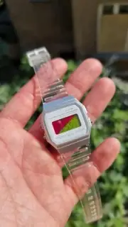 Double Trouble – Modified Watch Based on Casio F-91W – Transparent White Case
