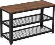 VASAGLE 3-Tier Shoe Rack, 11.8 x 28.7 x 17.7 Inches, Hazelnut Brown + Black