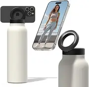 Ringo All-in-One Water Bottle, Tripod, & Magnetic Phone Mount: Stainless Steel Insulated Water Bottle with Magnetic Tripod Phone Holder, Hot 12 Hours, Cold 24 Hours, Works with Any Device - Ivory 32oz