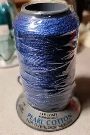 Vintage J.&P. Coats "Pearl Cotton" Overlock Sewing Thread Blue 150 Yds Color 7