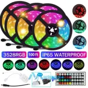 100FT Flexible 3528RGB LED SMD Strip Light Remote Fairy Lights Room TV Party Bar