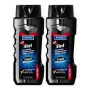 Lucky 3-in-1 Shampoo, Conditioner, Body Wash - Cool Water, 12oz (Pack of 2)