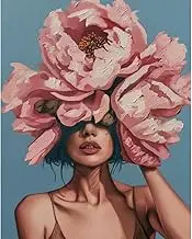 Natuyalo Paint by Numbers for Adults - DIY Adult Paint by Number Kits Painting on Canvas Woman Flowers Painting by Numbers for Beginners, Art Craft Kits for Adults (16x20 Inch)