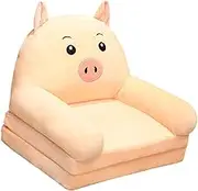 Ｂｅｓｇａ Kids Couch Sofa Cartoon 2 in 1 Mini Armchair Comfortable Toddler Chair Folding Foldable Sofa Chair for Bedroom Living Room, Pig 2 Layer