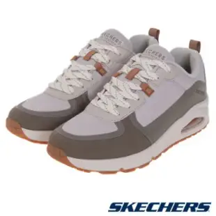 【Skechers】休閒鞋 Uno-Layover 男鞋 卡其 白 皮革 氣墊 緩衝 記憶鞋墊 運動鞋 183010WGY-US11