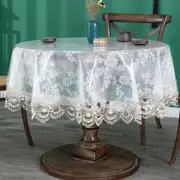 Table Cloth Waterproof PVC Round Dining Transparent Lace Oilproof Tablecloth