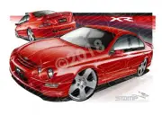 Ford XR8 AU XR8 AU XR8 FALCON SEDAN RED A3 FRAMED PRINT (FT116)