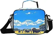 Elephant Moutain Landscape Insulated Lunch Box for Women Men - Ideal for Work, Picnics - Includes Adjustable Shoulder Strap