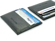 Black Genuine Leather Men's Wallet ID Credit Card Thin Holder Minimalist Ultra T