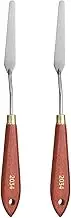 2pcs Palette Knife Painting Tool 3.15" x 0.67" Stainless Steel Teardrop Blade 9.06" Length Spatula Painting Pallet Knives with Hole Beech Wood Handle for Acrylic Canvas, Red/Silver