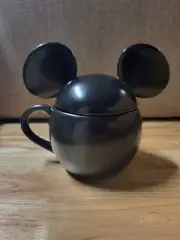 Pottery Barn Disney Mickey Mouse Stoneware Mug w/Lid 20 Oz. Black New in Box