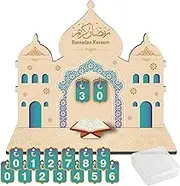 Ramadan Advent Calendar, Ramadan Countdown Calendar for Kids, Wooden Ramadan Calendar Ornaments Decorations for Home, 30 Day Islamic Advent Calendar Ramadan Eid Decorations