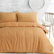 Amsons Royale Cotton King Single Quilt Duvet Doona Cover Set with Europeon pillowcases - Latte