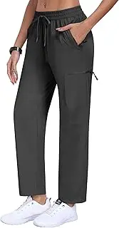 [MoFiz] Women's Hiking Cargo Pants Lightweight Joggers Elastic Waist Athletic Outdoor Sweatpants Casual Travel Pant with Pocket