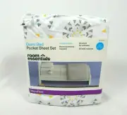 Room Essentials Medallion Dorm Bed 3-Piece Pocket Sheet Set, Twin/Twin XL