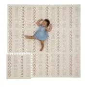 CHILDLIKE BEHAVIOR XXL Baby Play Mats, 72”x72” Puzzle with 9 Foam Tiles beige