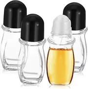 HORIALENCE 4 Pcs Essential Oils Roller Bottles Sturdy Glass Refillable Travel Containers with Tight Seal for Smooth Application of Perfumes and Cosmetics Each for Daily Use