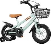 Bike ycle for Girls Ages 3-7 Years with Training Wheels Basket ycle Pink and Green 14in