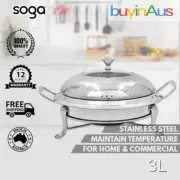 SOGA Stainless Steel Chafing Dish Chafer Catering Server Warmer w/ Glass Top Lid