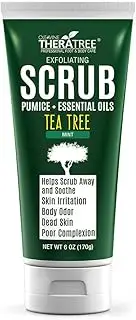 Tea Tree Oil Exfoliating Scrub with Activated Charcoal, Neem Oil & Natural Pumice. Remove Dead Skin & Bacteria that Acne, Foot & Body Odour, Athlete's Foot, & Fungus Love. Rough Dry Skin & Callous