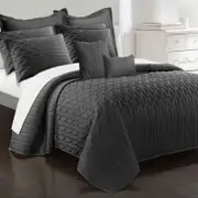 Ramesses 9 Pieces Interlaced Vine Comforter Set Queen Charcoal