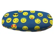 NEW Emoji Hard Metal Clamshell Eyeglasses Case Blue