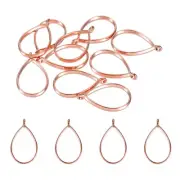 50Pcs Drop Shape Alloy Open Back Bezel Pendants Resin Frame Rose Gold