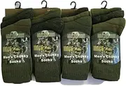 [QZ FASHION] 6 Pairs Mens Military Socks Army Thermal Hiking Boots Walking Combat warm 6-11, Khaki, 6-11
