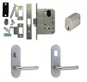 Dormakaba Entrance Door Pack Mortice Lock Round Plate w/ Snib Hole & Lever