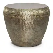 Simpli Home Preston Modern Industrial 22" Metal Metal Side Table in Antique Gold