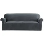 Velvet Sofa Cover Plush Couch Cover Lounge Slipcover 4 Seater Grey