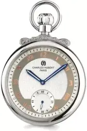 Charles Hubert Polished Finish Off-white Dial Open Face Pocket Watch