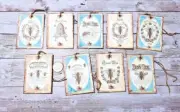 9~Vintage~Ephemera~Shabby Roses~Junk Journal~Linen Cardstock~Gift~Hang~Tags