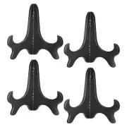 4pcs 5" Easel Plate Holder, Wood-like Plastic Folding Display Stand Black
