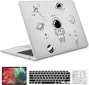 QCzyc Compatible with MacBook Air 13 Inch Case 2022, 2021-2018 M1 A2337 A2179 A1932 Durable Hard Plastic Shell Case &Keyboard Cover&Mac OS Keyboard Sticker (Space)